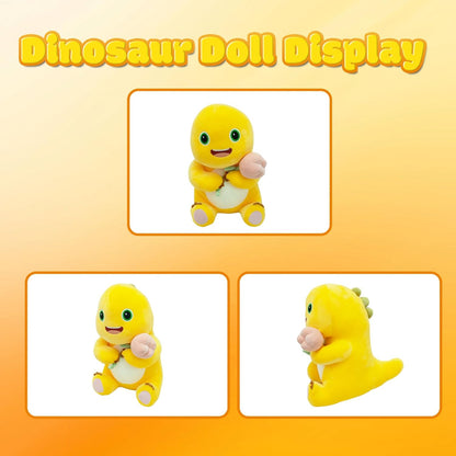 35cm Dinosaur Plush Pillow with Flower Cute Dinosaur Stuffed Animal, Soft Yellow Dino Plush Doll, Kawaii Plush Pillow for Home Decoration