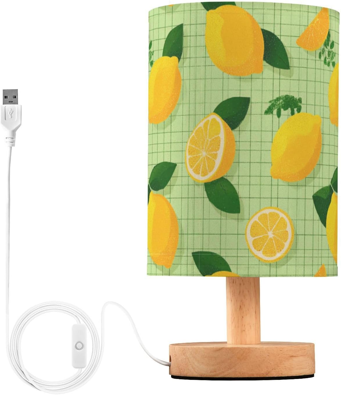 Bedside Table Lamp Lemon Yellow Citrus Fruits (81) Kids Nightstand Lamp Night Light Fabric Shade for Bedroom Living Room Home Office
