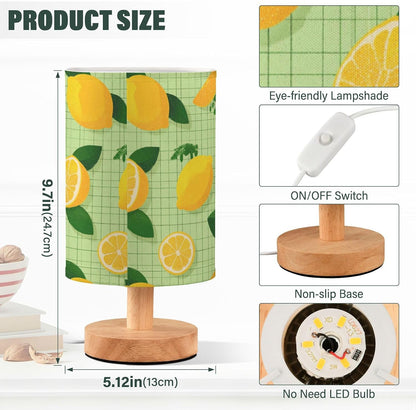 Bedside Table Lamp Lemon Yellow Citrus Fruits (81) Kids Nightstand Lamp Night Light Fabric Shade for Bedroom Living Room Home Office