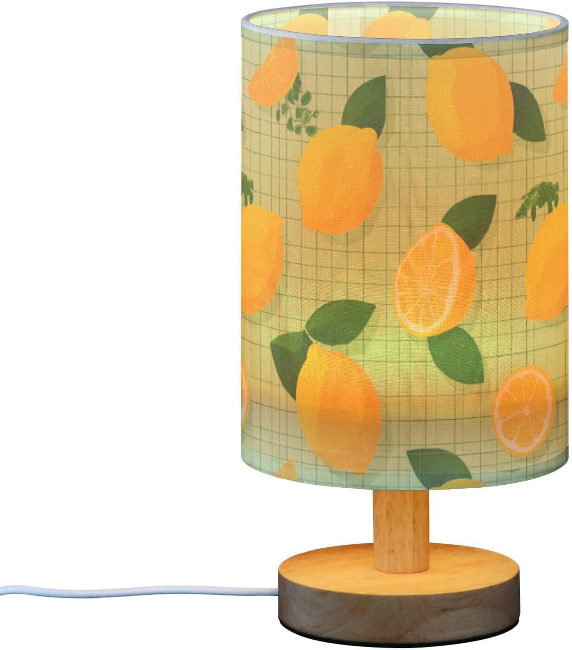 Bedside Table Lamp Lemon Yellow Citrus Fruits (81) Kids Nightstand Lamp Night Light Fabric Shade for Bedroom Living Room Home Office