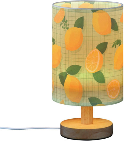 Bedside Table Lamp Lemon Yellow Citrus Fruits (81) Kids Nightstand Lamp Night Light Fabric Shade for Bedroom Living Room Home Office