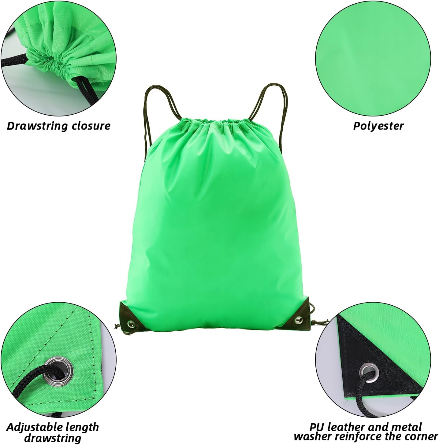 Drawstring Backpacks,10 Pack — Lightweight Drawstring Bags, Gym Sack for Sports, Daily Use & Travel (10, Yellow)