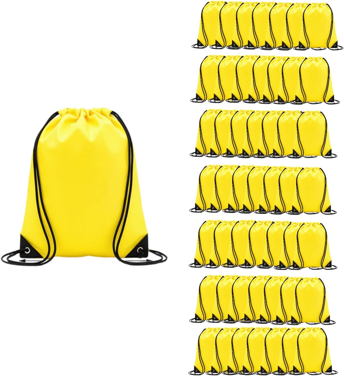Drawstring Backpacks,10 Pack — Lightweight Drawstring Bags, Gym Sack for Sports, Daily Use & Travel (10, Yellow)