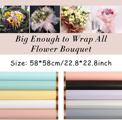 20 Sheets Gold Edge Flower Wrapping Paper,Waterproof Fresh Flower Packing Material Florist Bouquet Supplies DIY Craft Gift Packing,10 Colors