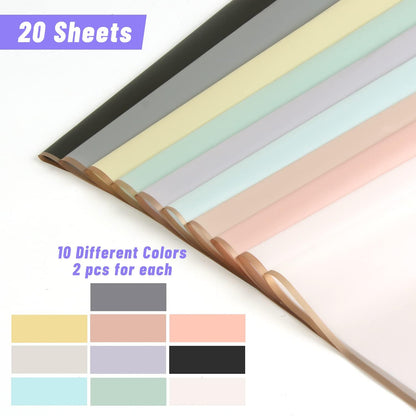 20 Sheets Gold Edge Flower Wrapping Paper,Waterproof Fresh Flower Packing Material Florist Bouquet Supplies DIY Craft Gift Packing,10 Colors
