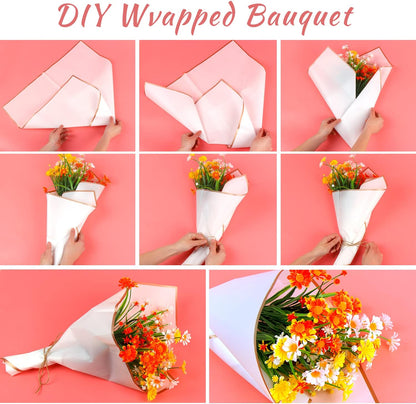 20 Sheets Gold Edge Flower Wrapping Paper,Waterproof Fresh Flower Packing Material Florist Bouquet Supplies DIY Craft Gift Packing,10 Colors