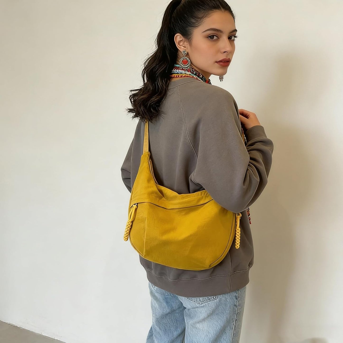 Crescent Crossbody Bags for Women, Casual Shoulder Half Moon Bag, Large Capacity Dumpling Purse Bag for Outdoor Travel