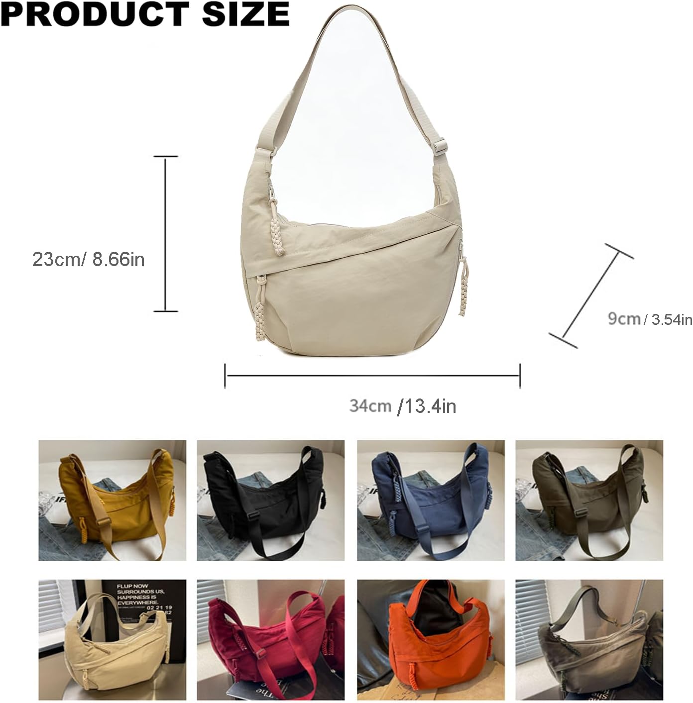Crescent Crossbody Bags for Women, Casual Shoulder Half Moon Bag, Large Capacity Dumpling Purse Bag for Outdoor Travel