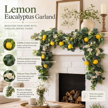 Artificial Lemon Garland Faux Fruit Vine Garlands for Wedding Party Decor (Multi, M)