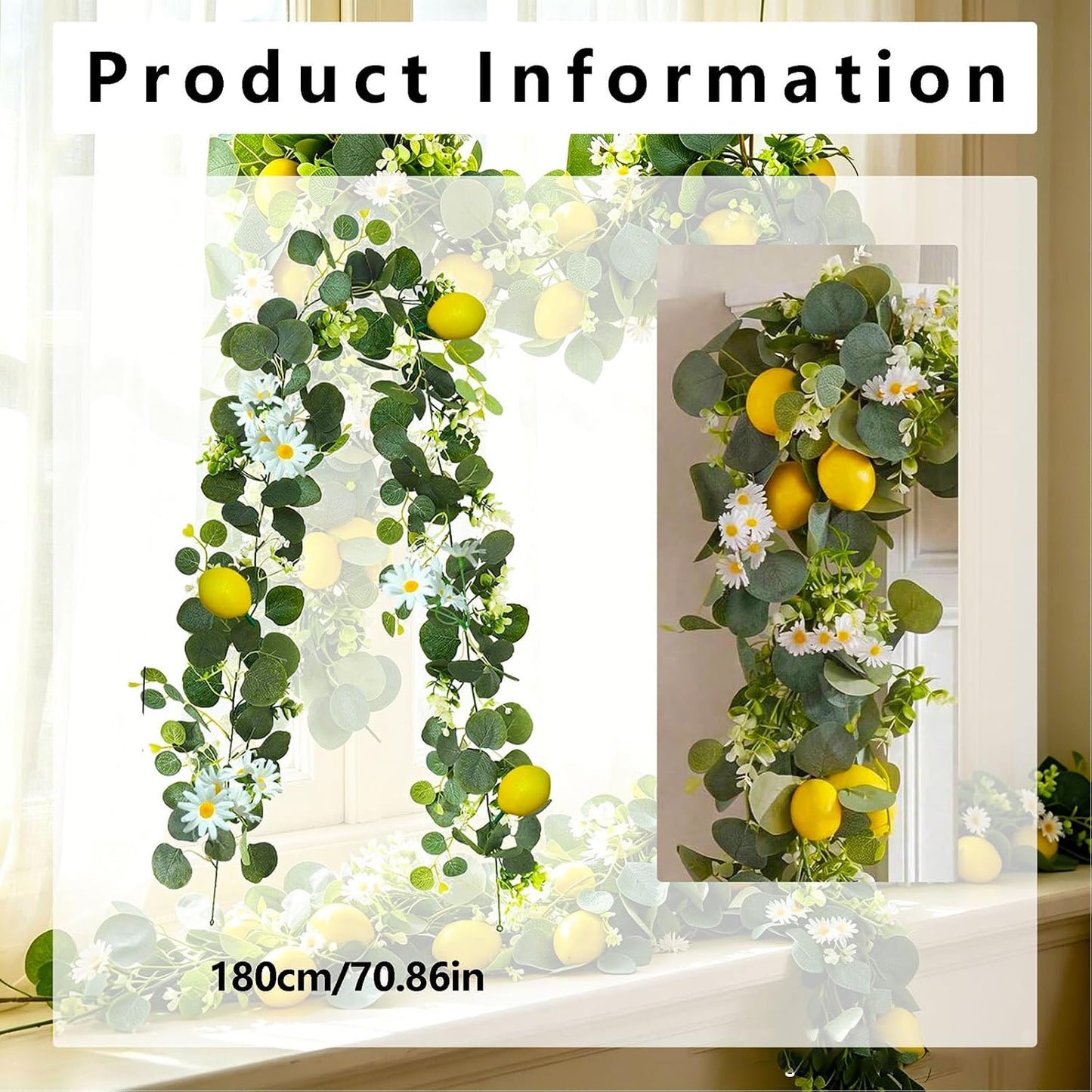 Artificial Lemon Garland Faux Fruit Vine Garlands for Wedding Party Decor (Multi, M)