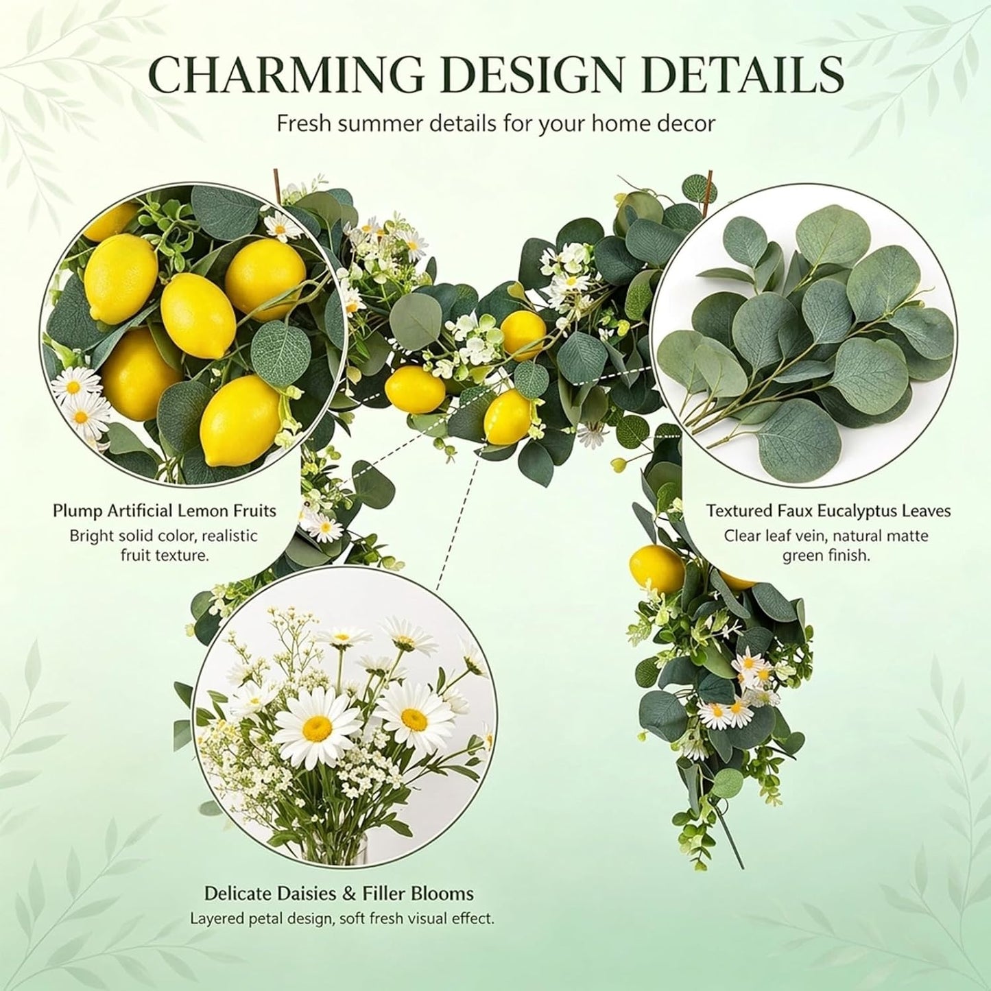 Artificial Lemon Garland Faux Fruit Vine Garlands for Wedding Party Decor (Multi, M)
