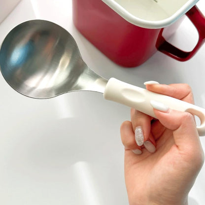 Wide Head Serving Spoon with Silicon Handle, 8 inch, Stainless Steel, Includes Silicon Matching Rest, Modern Style, Various Color Available (Yellow)