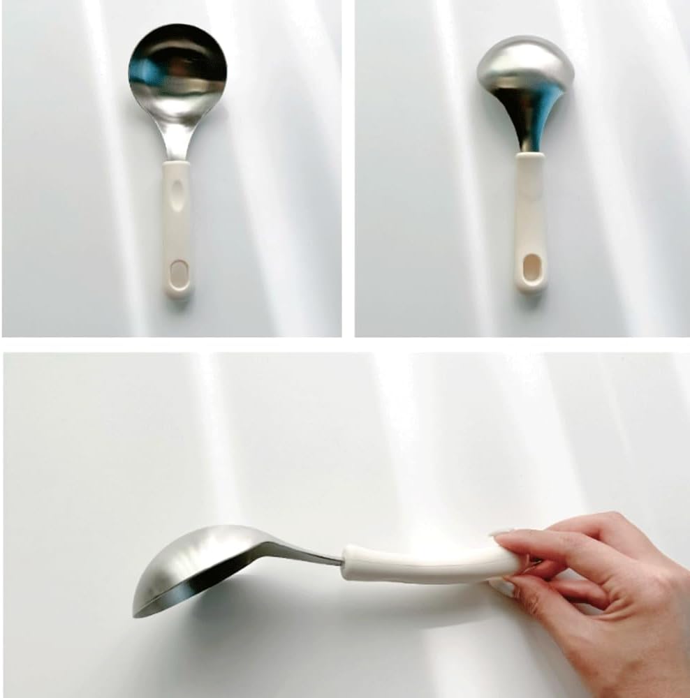Wide Head Serving Spoon with Silicon Handle, 8 inch, Stainless Steel, Includes Silicon Matching Rest, Modern Style, Various Color Available (Yellow)
