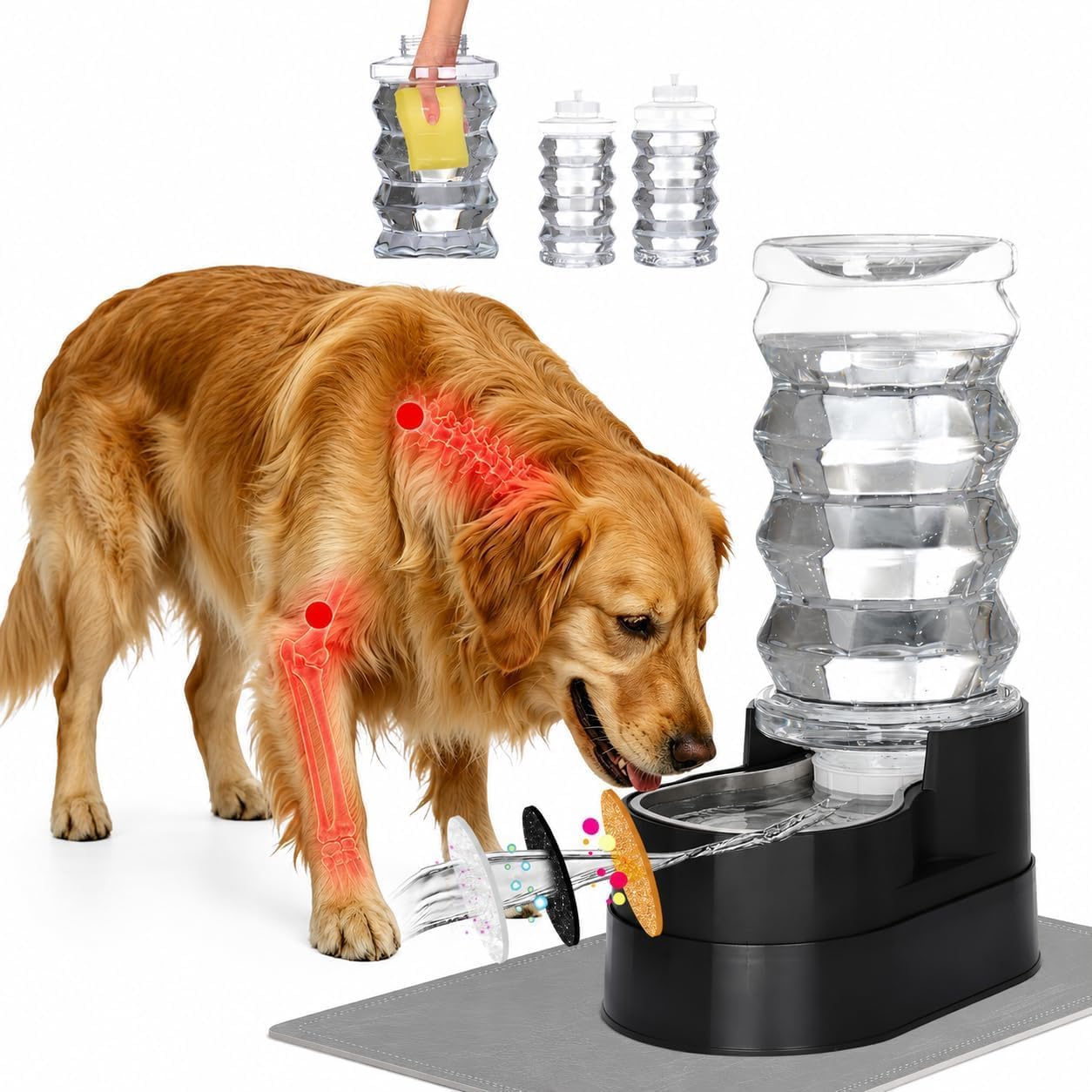 8L Elevated Dog Water Dispenser: Large Dogs Senior Pets Filtered | Comfortable Drinking Position / Anti Splash Base / Stainless Steel Bowl / Easy Cleaning / Dishwasher Safe/Multi Pet Homes