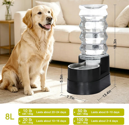 8L Elevated Dog Water Dispenser: Large Dogs Senior Pets Filtered | Comfortable Drinking Position / Anti Splash Base / Stainless Steel Bowl / Easy Cleaning / Dishwasher Safe/Multi Pet Homes