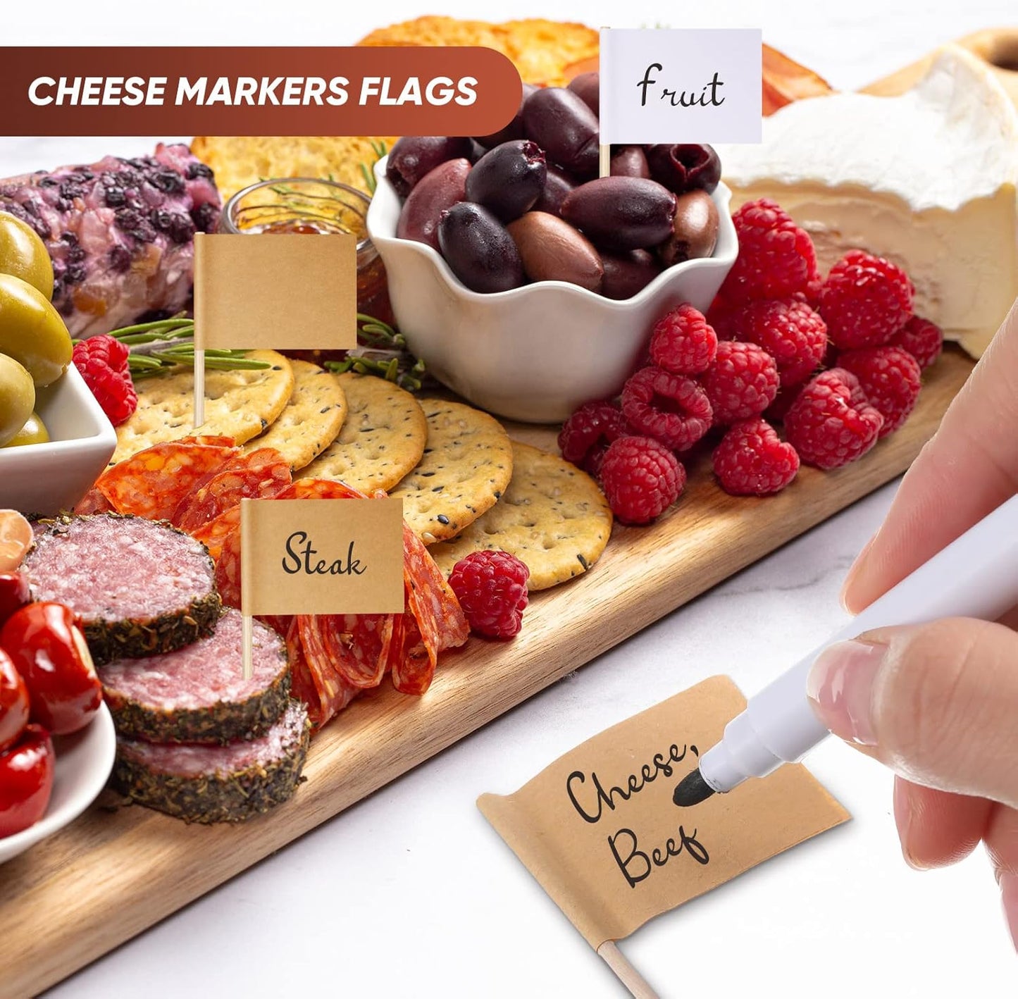 34 Pcs Charcuterie Board Accessories Cheese Butter Spreader Knives Set Stainless Steel Spreader Knives with Wooden Handles Charcuterie Boards Utensils Mini Serving Tongs Spoons and Forks, Yellow