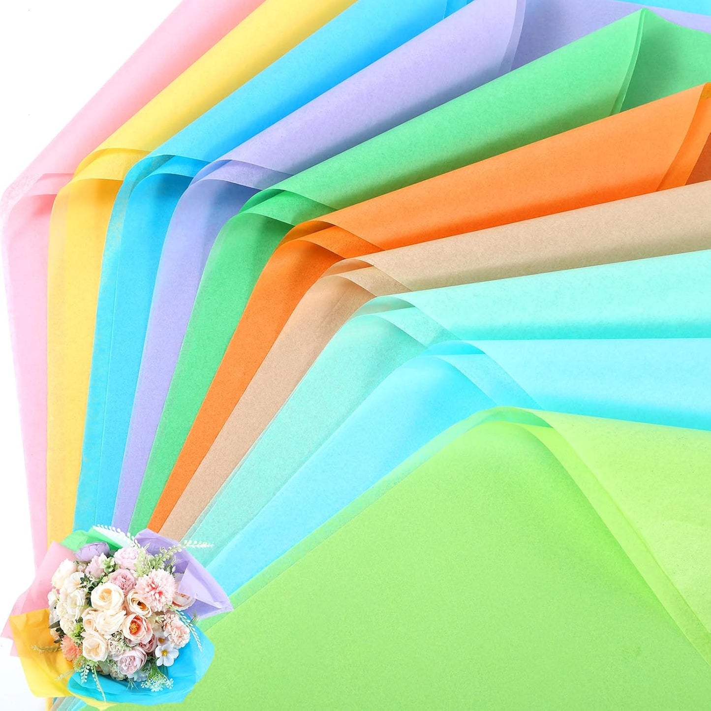 100 Sheets Spring Pastel Tissue Paper Bulk, 13.8'' x 19.7'' Pink Yellow Blue Green Colors Art Crafts Paper for Spring Easter Birthday Baby Shower Bridal Shower Party Supplies, 10 Colors