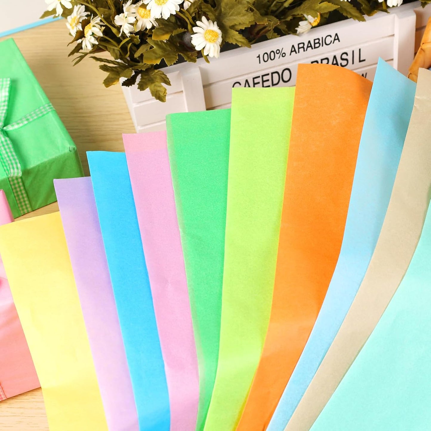 100 Sheets Spring Pastel Tissue Paper Bulk, 13.8'' x 19.7'' Pink Yellow Blue Green Colors Art Crafts Paper for Spring Easter Birthday Baby Shower Bridal Shower Party Supplies, 10 Colors