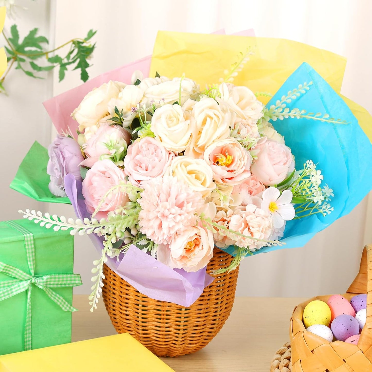 100 Sheets Spring Pastel Tissue Paper Bulk, 13.8'' x 19.7'' Pink Yellow Blue Green Colors Art Crafts Paper for Spring Easter Birthday Baby Shower Bridal Shower Party Supplies, 10 Colors