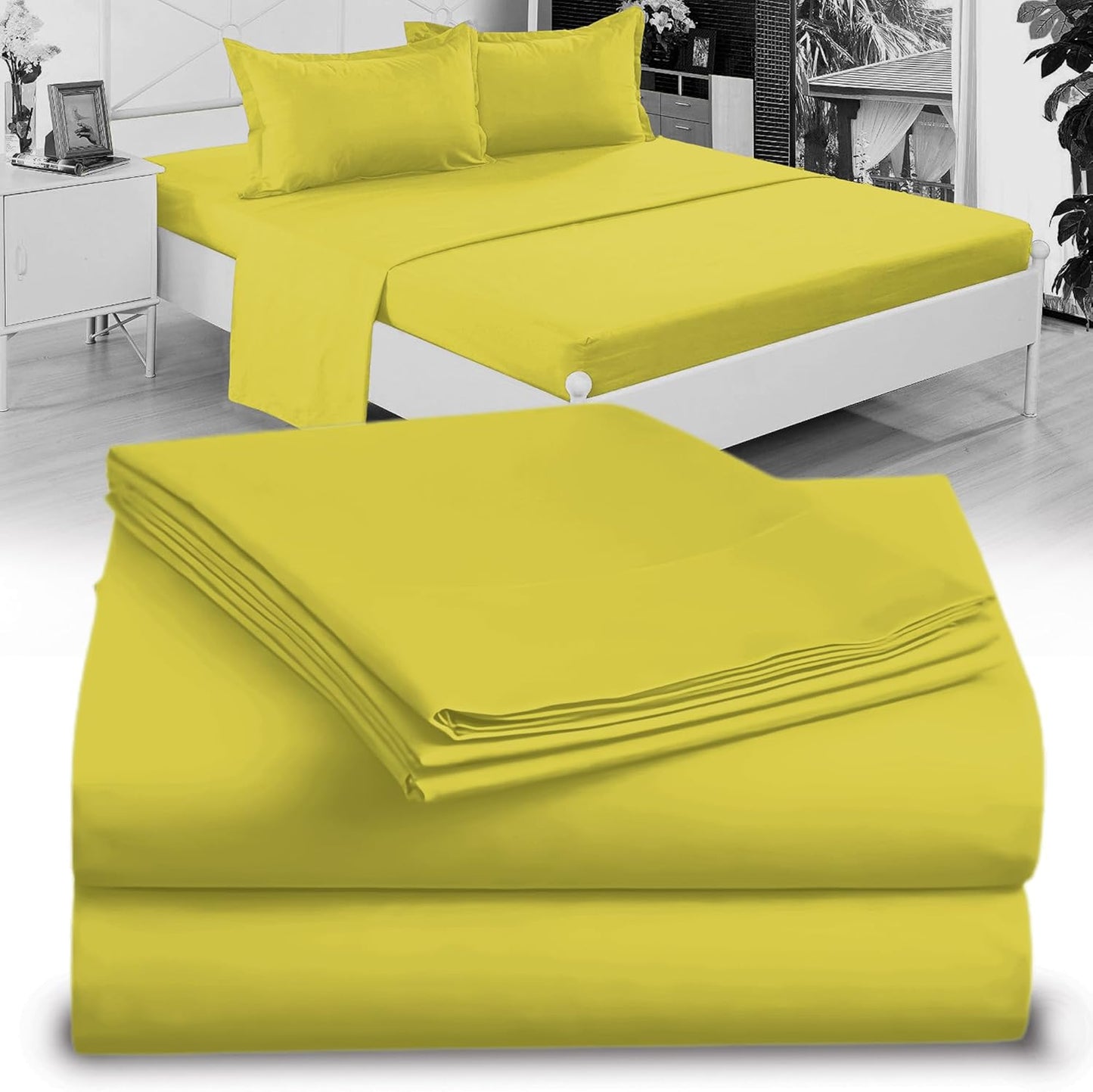 Twin XL 100% Microfiber Double Brushed Sheet Set - Extra-Soft & Wrinkle-Free - 15" Deep Pockets, 39" x 80" - Ideal for Dorms, Hospitals & Split King Beds - 3 PC Set (Twin XL, Yellow)