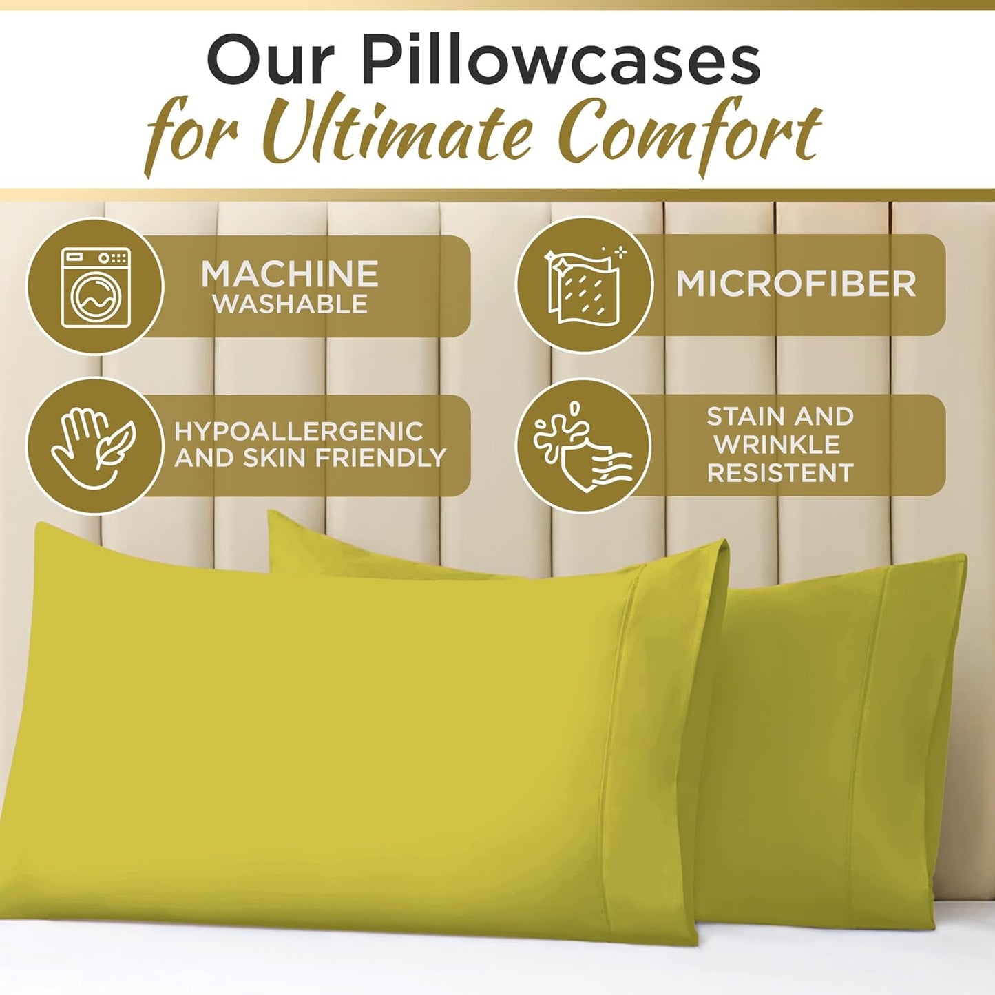 Twin XL 100% Microfiber Double Brushed Sheet Set - Extra-Soft & Wrinkle-Free - 15" Deep Pockets, 39" x 80" - Ideal for Dorms, Hospitals & Split King Beds - 3 PC Set (Twin XL, Yellow)