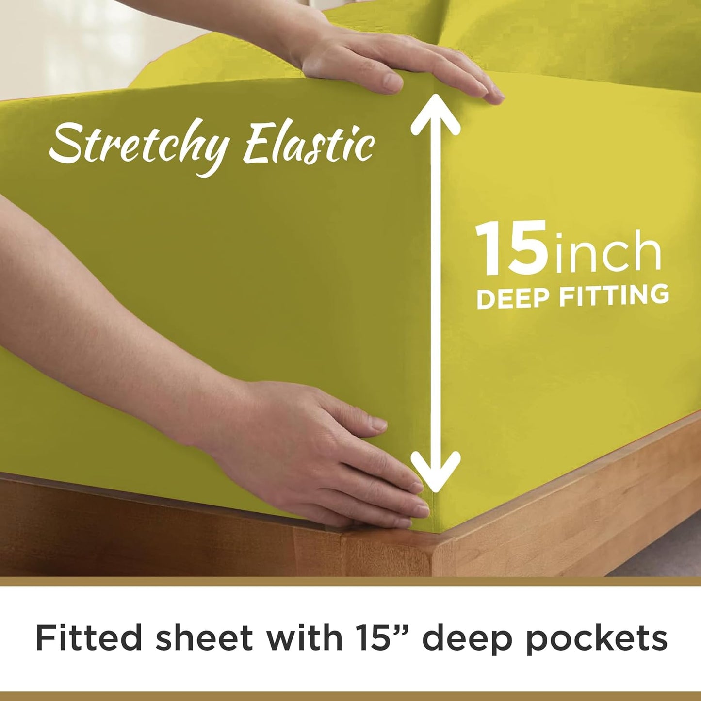 Twin XL 100% Microfiber Double Brushed Sheet Set - Extra-Soft & Wrinkle-Free - 15" Deep Pockets, 39" x 80" - Ideal for Dorms, Hospitals & Split King Beds - 3 PC Set (Twin XL, Yellow)