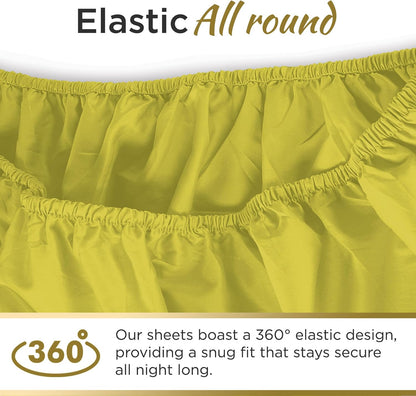 Twin XL 100% Microfiber Double Brushed Sheet Set - Extra-Soft & Wrinkle-Free - 15" Deep Pockets, 39" x 80" - Ideal for Dorms, Hospitals & Split King Beds - 3 PC Set (Twin XL, Yellow)