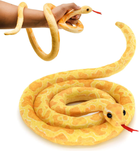3.6 ft Long Realistic Snake Stuffed Animal, Soft Cuddly Plushie Toys | Lifelike Python Plush Toy, Prank Prop, Funny Prank Gag Gifts for Kids & Adult, Birthday, Christmas, Halloween Decor