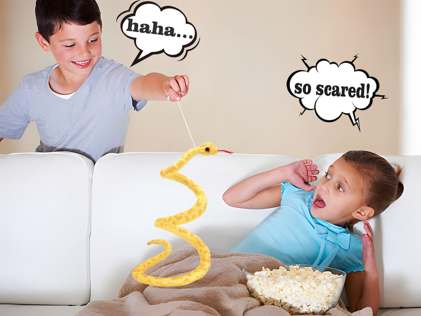 3.6 ft Long Realistic Snake Stuffed Animal, Soft Cuddly Plushie Toys | Lifelike Python Plush Toy, Prank Prop, Funny Prank Gag Gifts for Kids & Adult, Birthday, Christmas, Halloween Decor