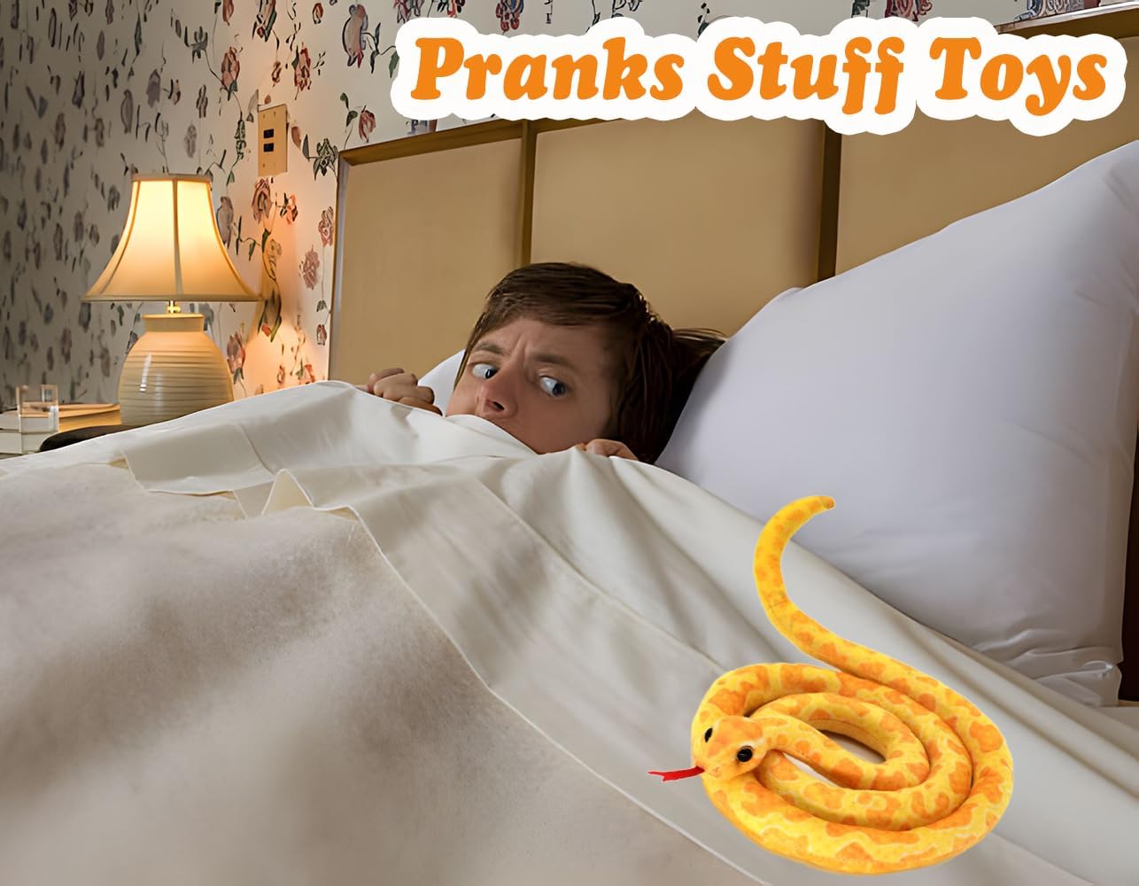3.6 ft Long Realistic Snake Stuffed Animal, Soft Cuddly Plushie Toys | Lifelike Python Plush Toy, Prank Prop, Funny Prank Gag Gifts for Kids & Adult, Birthday, Christmas, Halloween Decor