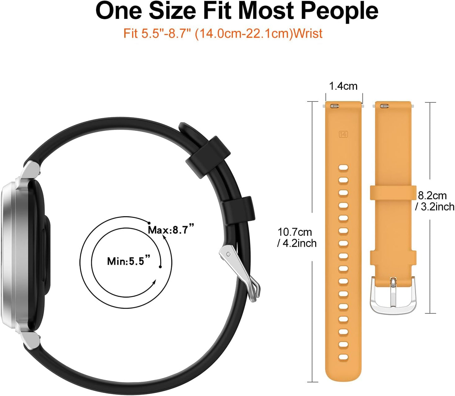 Compatible With Garmin Lily 2 Bands, 14mm Width Soft Silicone for Garmin Lily 2 / Lily 2 Active Smartwatch