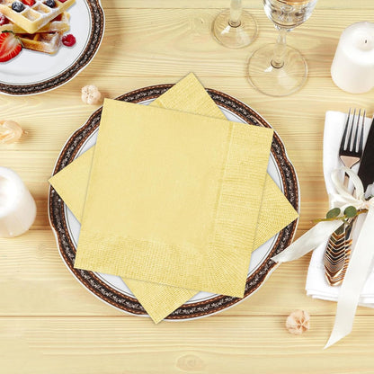 Cocktail Napkins - 600 Count 2-Ply Yellow Napkins Disposable, 4.75 x 4.75 Inch Folded Paper Napkins Bulk Beverage Napkins for Dinner Wedding Bar Party and Everyday Use