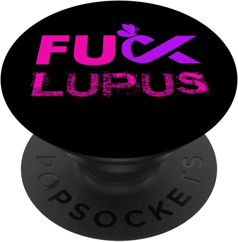 Fuck Lupus Awareness 1 Pink Purple Butterfly Disease PopSockets PopGrip: Swappable Grip for Phones & Tablets