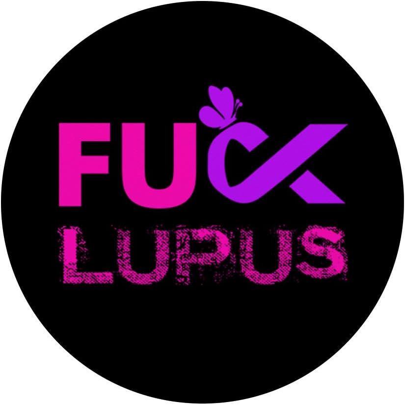 Fuck Lupus Awareness 1 Pink Purple Butterfly Disease PopSockets PopGrip: Swappable Grip for Phones & Tablets