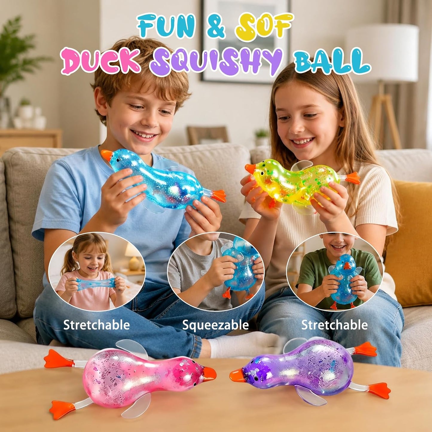 Cute Duck Squishy Soft Relief Ball Fun Squishy Duck Relaxing Sensory Fidget Stress for Anxiety Relief and Stress Relief(Yellow)