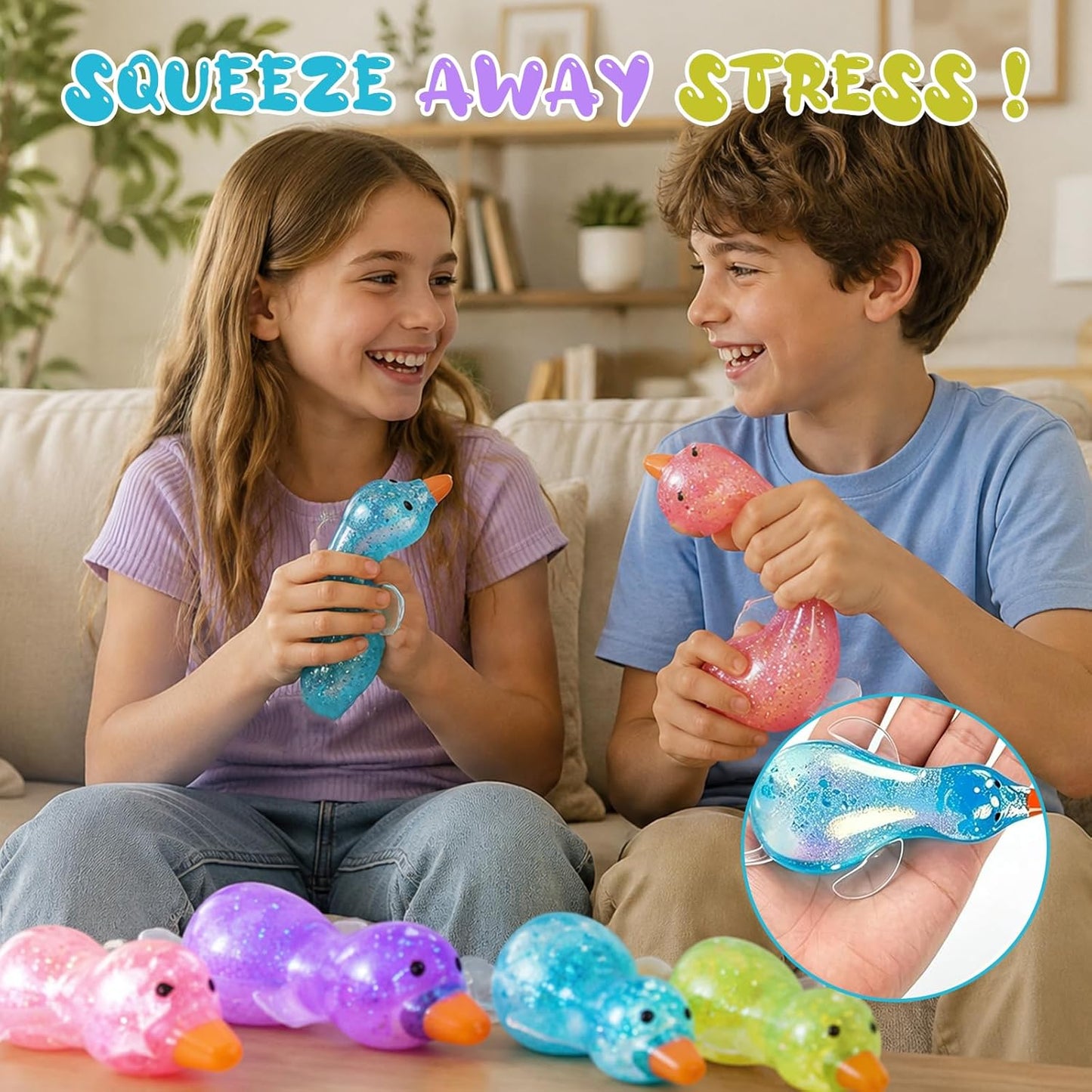 Cute Duck Squishy Soft Relief Ball Fun Squishy Duck Relaxing Sensory Fidget Stress for Anxiety Relief and Stress Relief(Yellow)