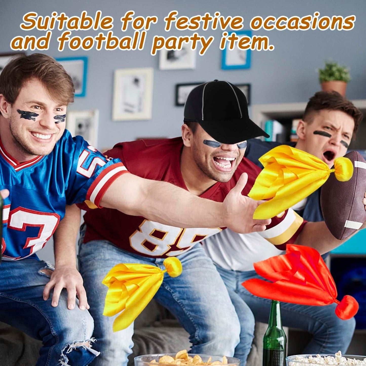 8 Pcs Penalty Flag Football Flags, Challenge Flag, for Referee, Lacrosse, Sports Fan for Football Games Party Accessory Referee Game Party(4 Red, 4 Yellow)