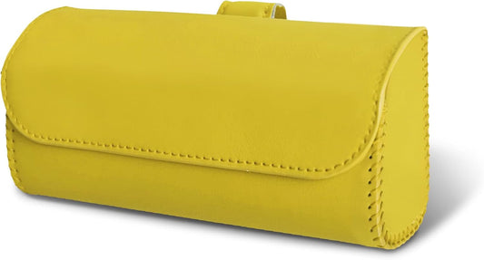 Sunglasses Holder for Car Sun Visor, Sunglass Organizer for Car, Magnetic Leather Eyeglasses Protective Storage Case, Waterproof Glasses Organizer Visor Accessories for Vehicles (Yellow)