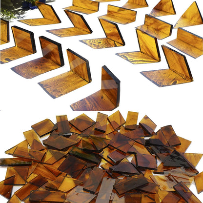 Large Transparent Textured Glass Tiles for DIY Crafts, 200g Stained Glass Pieces Supplies, 4 Shapes Tiles for DIY Mosaic Kit, Yellow Sunbeam