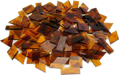 Large Transparent Textured Glass Tiles for DIY Crafts, 200g Stained Glass Pieces Supplies, 4 Shapes Tiles for DIY Mosaic Kit, Yellow Sunbeam