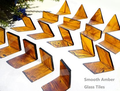 Large Transparent Textured Glass Tiles for DIY Crafts, 200g Stained Glass Pieces Supplies, 4 Shapes Tiles for DIY Mosaic Kit, Yellow Sunbeam