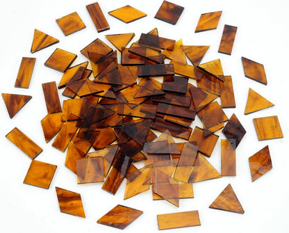 Large Transparent Textured Glass Tiles for DIY Crafts, 200g Stained Glass Pieces Supplies, 4 Shapes Tiles for DIY Mosaic Kit, Yellow Sunbeam