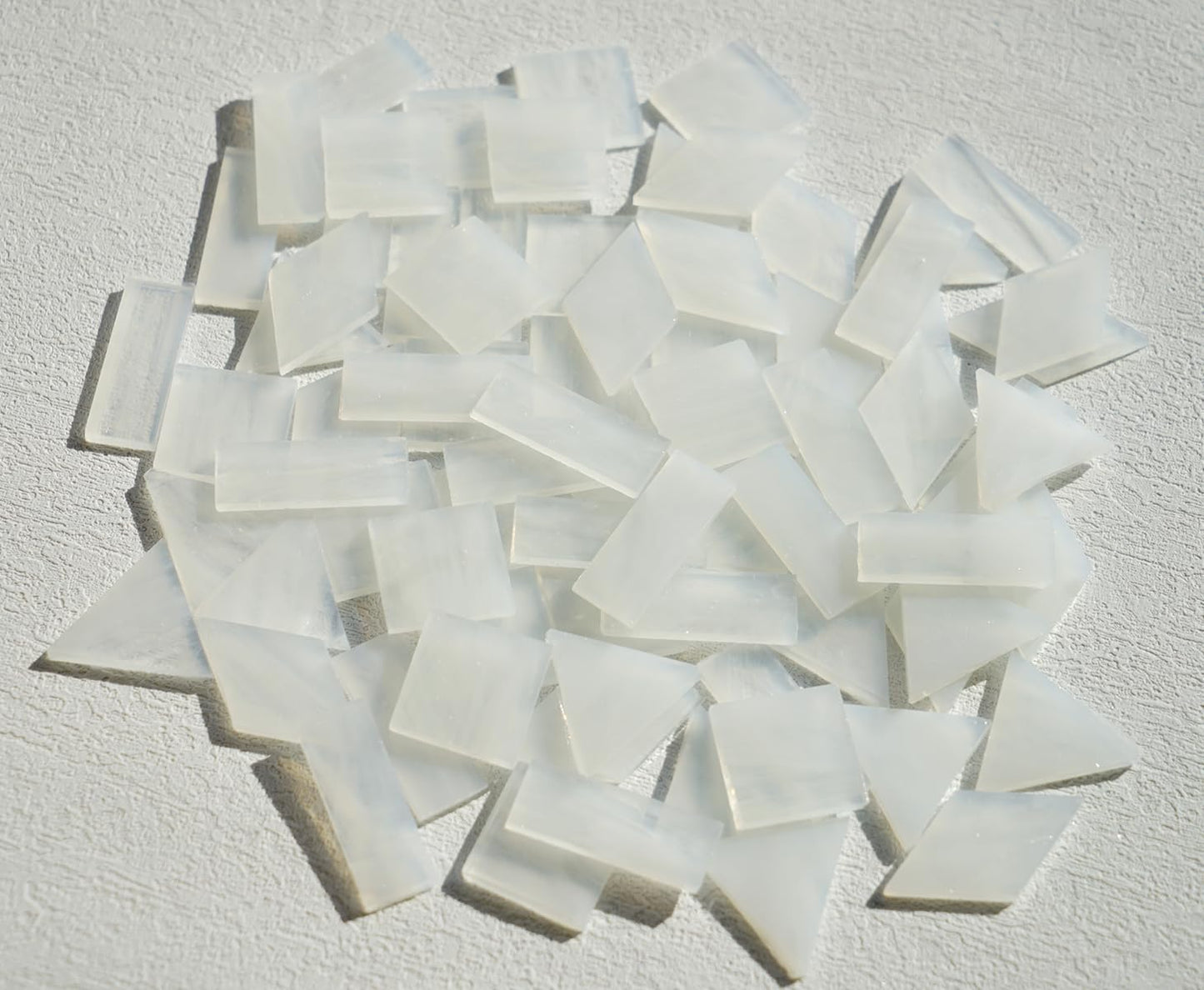 Large Transparent Textured Glass Tiles for DIY Crafts, 200g Stained Glass Pieces Supplies, 4 Shapes Tiles for DIY Mosaic Kit, Yellow Sunbeam