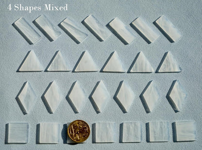 Large Transparent Textured Glass Tiles for DIY Crafts, 200g Stained Glass Pieces Supplies, 4 Shapes Tiles for DIY Mosaic Kit, Yellow Sunbeam