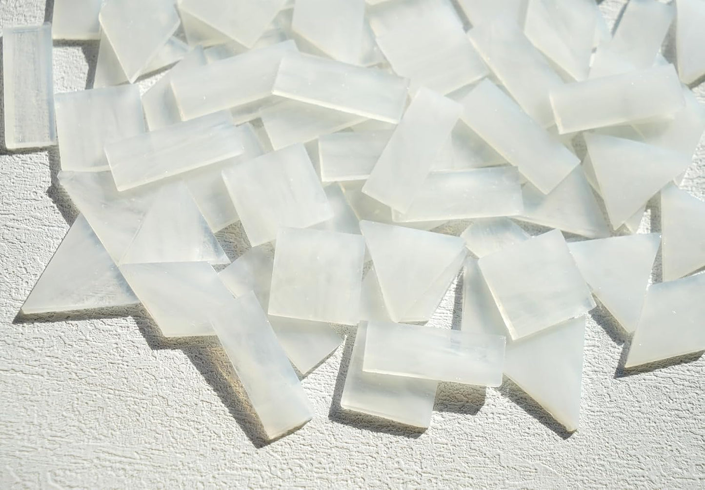 Large Transparent Textured Glass Tiles for DIY Crafts, 200g Stained Glass Pieces Supplies, 4 Shapes Tiles for DIY Mosaic Kit, Yellow Sunbeam