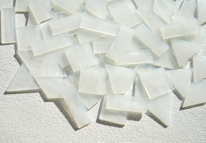 Large Transparent Textured Glass Tiles for DIY Crafts, 200g Stained Glass Pieces Supplies, 4 Shapes Tiles for DIY Mosaic Kit, Yellow Sunbeam