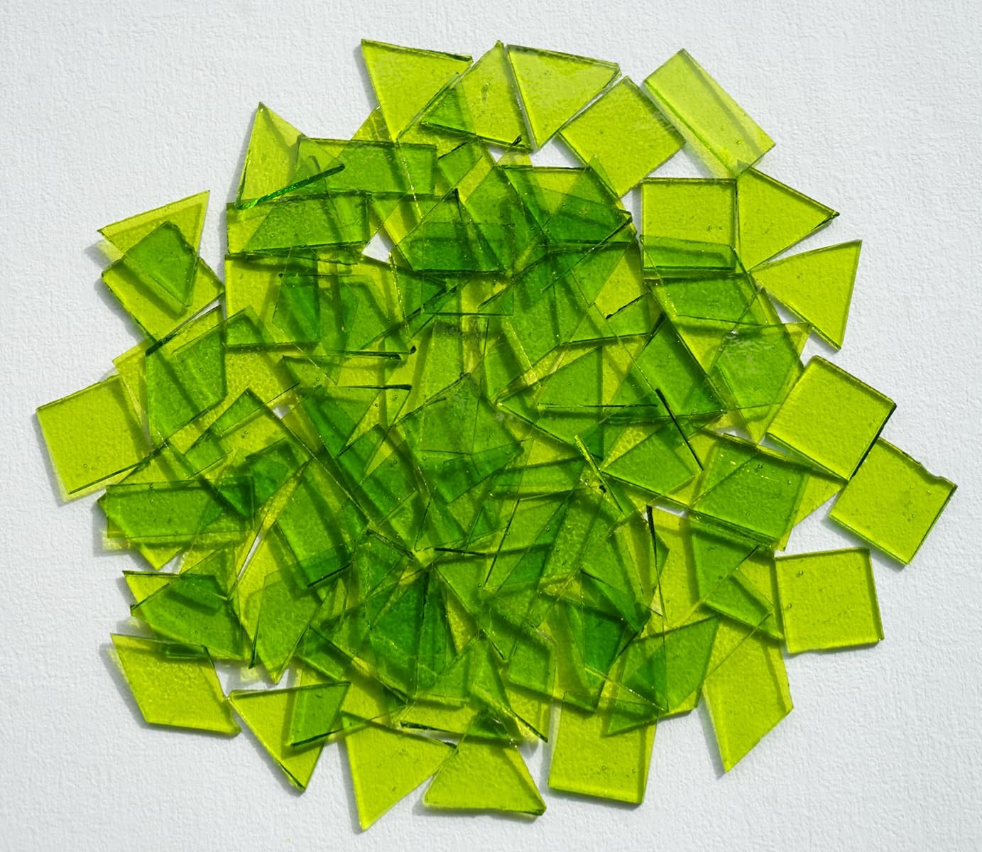 Large Transparent Textured Glass Tiles for DIY Crafts, 200g Stained Glass Pieces Supplies, 4 Shapes Tiles for DIY Mosaic Kit, Yellow Sunbeam