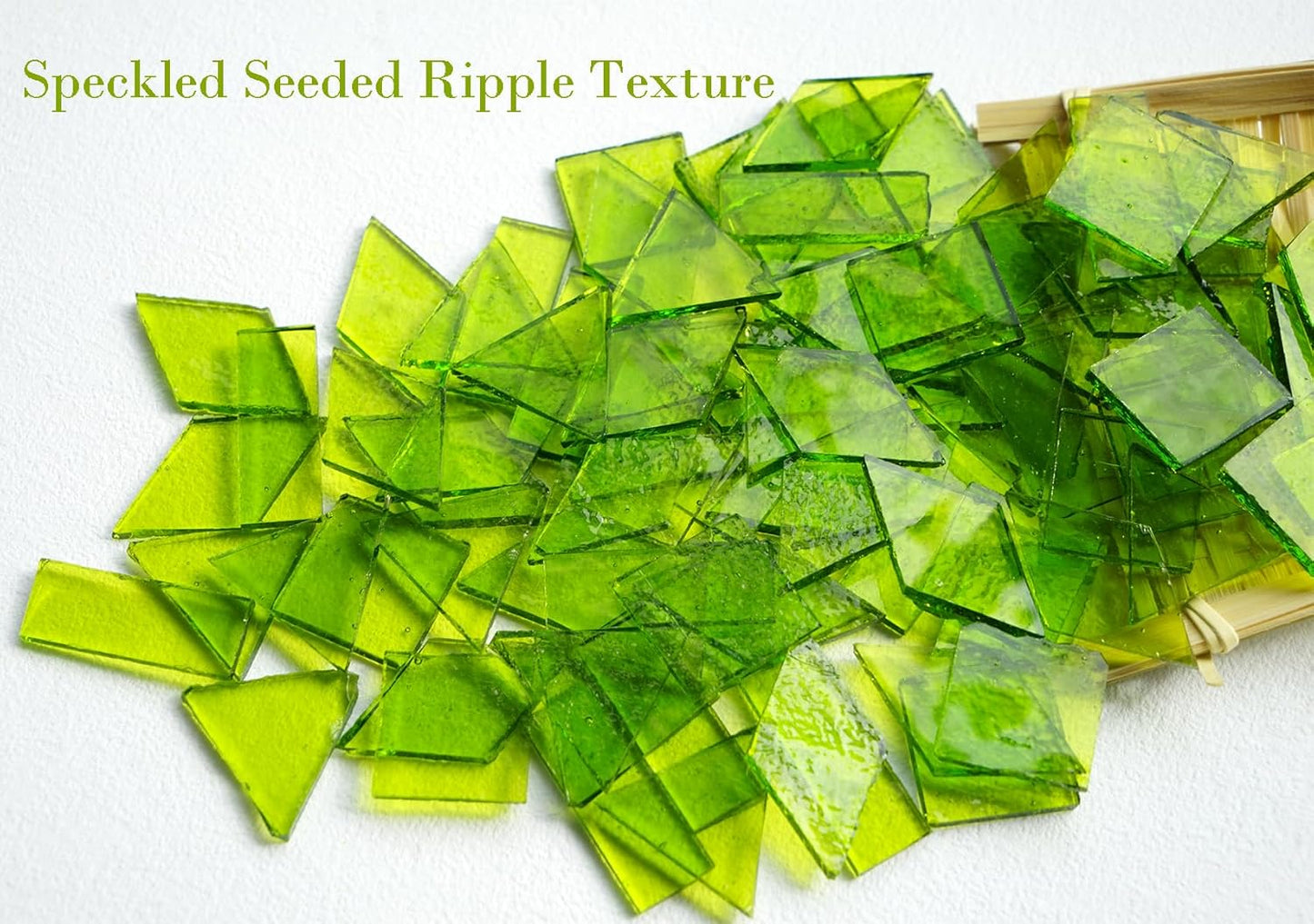 Large Transparent Textured Glass Tiles for DIY Crafts, 200g Stained Glass Pieces Supplies, 4 Shapes Tiles for DIY Mosaic Kit, Yellow Sunbeam