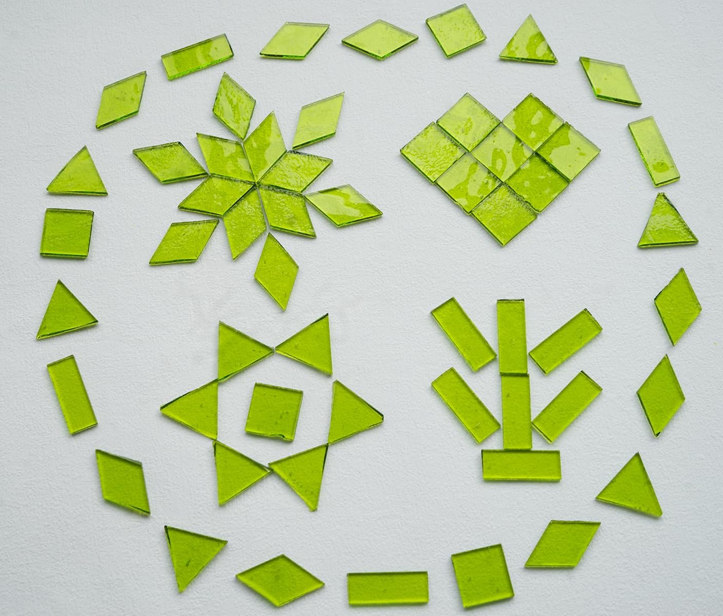 Large Transparent Textured Glass Tiles for DIY Crafts, 200g Stained Glass Pieces Supplies, 4 Shapes Tiles for DIY Mosaic Kit, Yellow Sunbeam