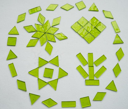 Large Transparent Textured Glass Tiles for DIY Crafts, 200g Stained Glass Pieces Supplies, 4 Shapes Tiles for DIY Mosaic Kit, Yellow Sunbeam